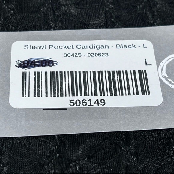 NWT HABITAT Shawl Pocket Jacket Black Cobblestone Knit Cardigan Size L - Picture 14 of 16
